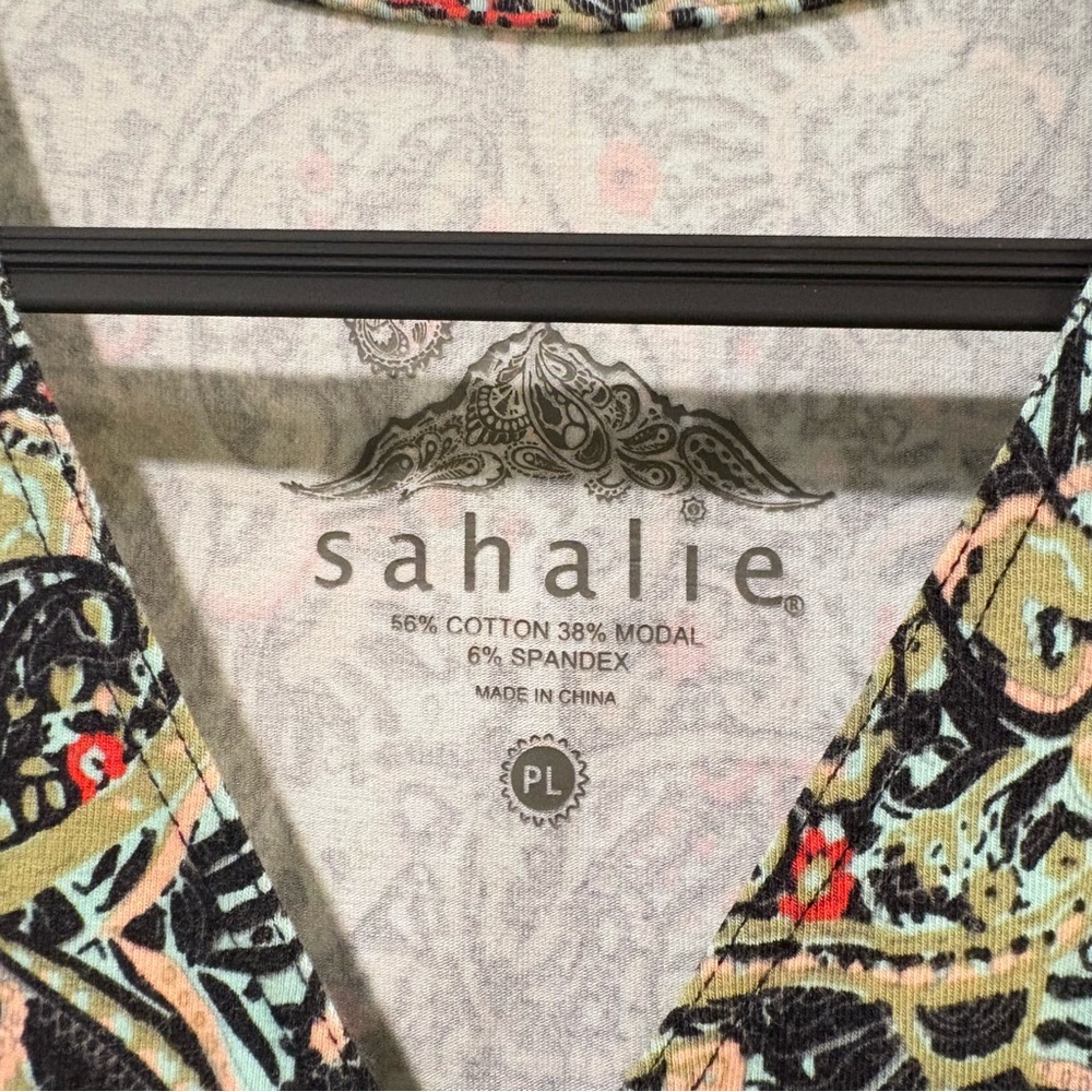 Sahalie Green Floral Swing Midi Dress Size Petite Large - Picture 5 of 9